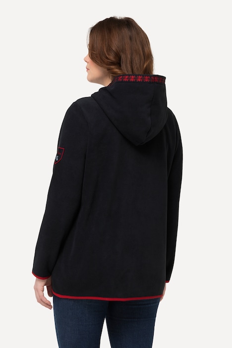 Trachten-Fleecejacke, Kapuze, Zierstickerei, Langarm