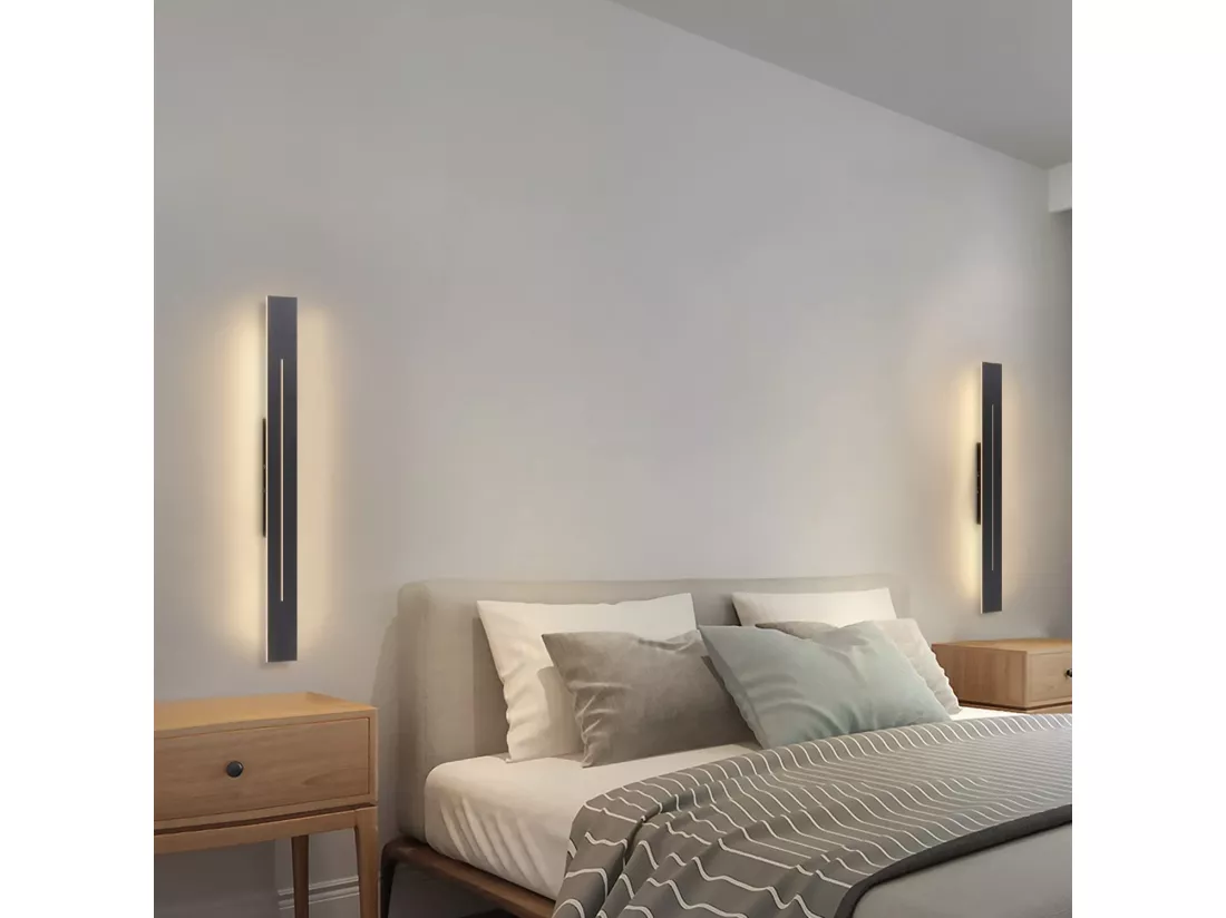 NETTLIFE Applique murale LED Intérieur - Lampe de couloir Moderne 60CM Lampe de salon 20W Lampe de couloir Chambre Noir