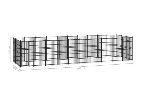 Chenil cage enclos pac noire 960 x 288 x 200 cm 02_0041825