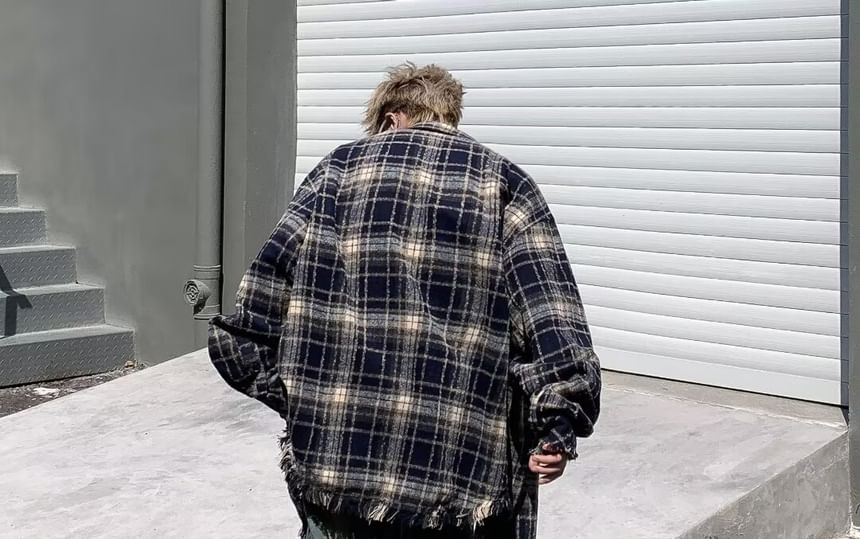 Ateso - Gestreepte shacket met kraag en franje