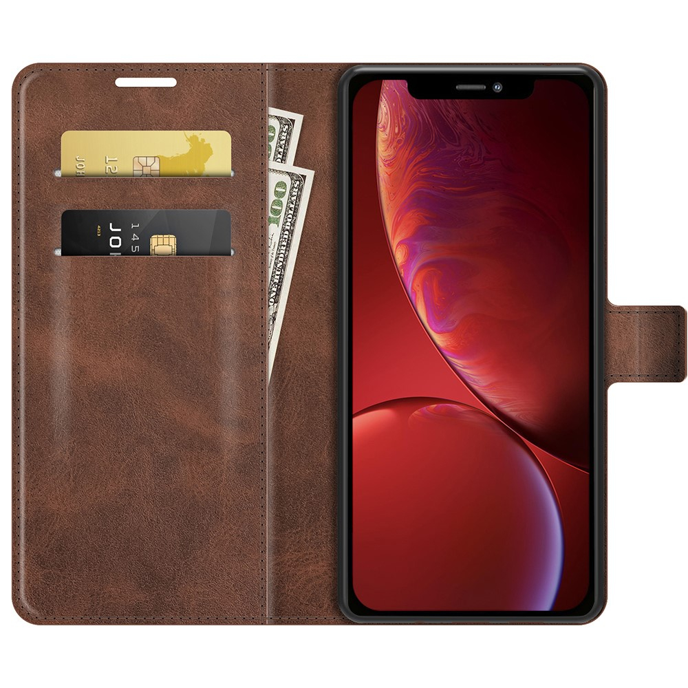 iPhone 13 Pro Vintage Leder Tasche Flip Cover mit Kartenfächer - Braun