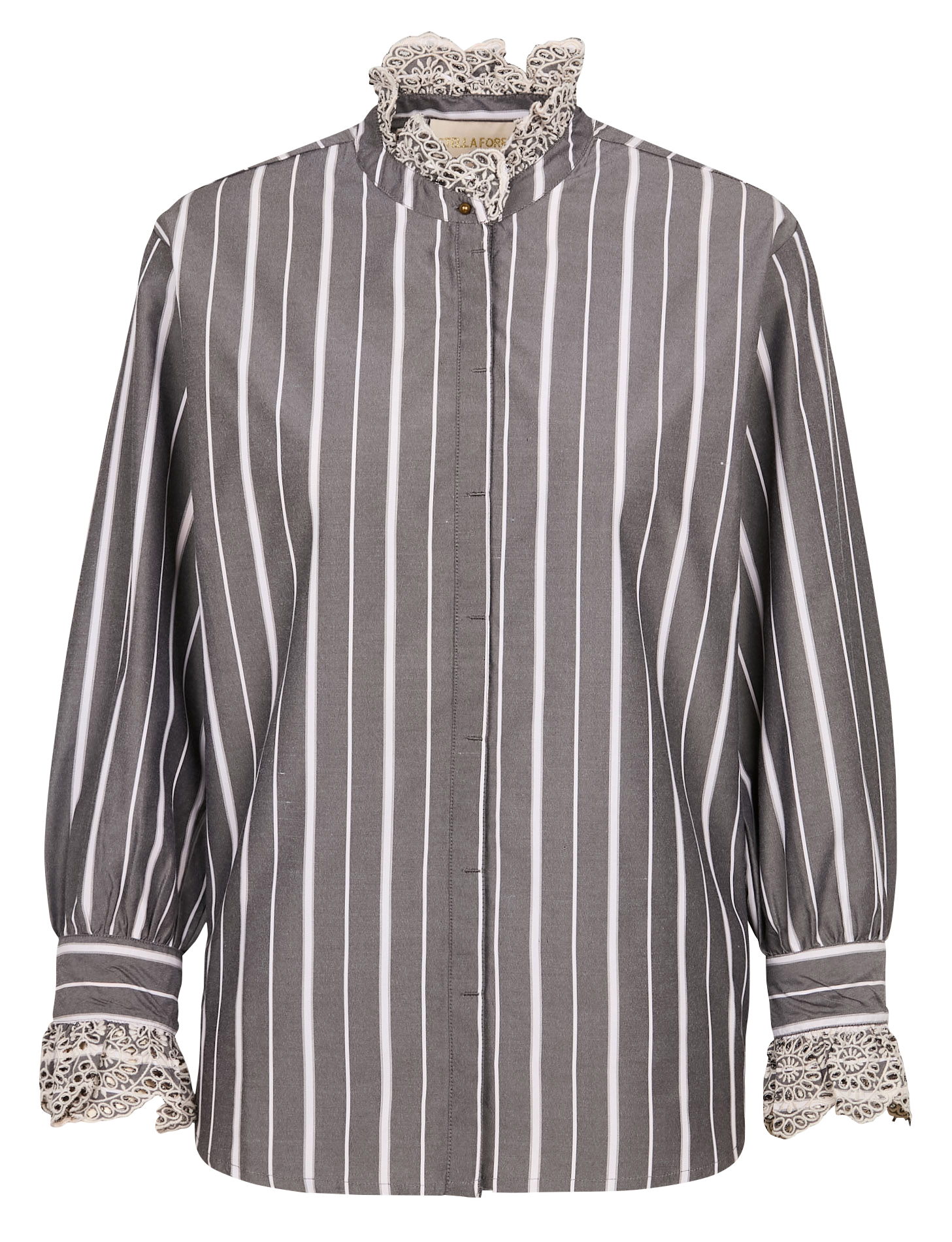 SIBYLLE - Chemise droite col montant en coton | Gris