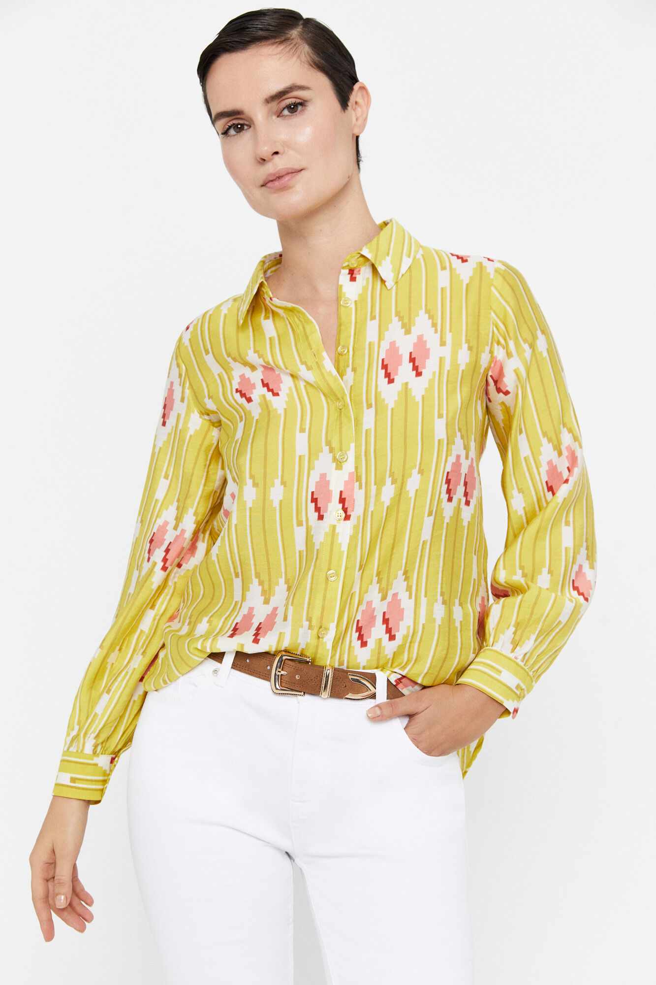 Camisa fluida - Estampa amarela