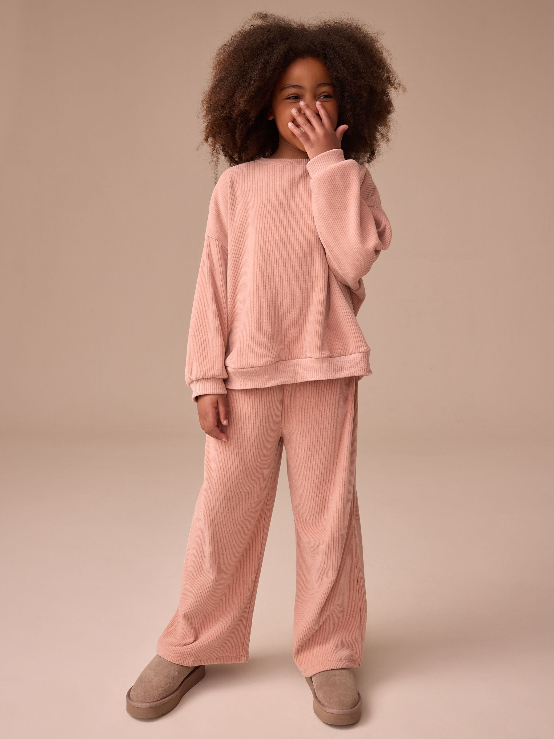 Roze - Corduroy set met lange mouwen (3-16jr)
