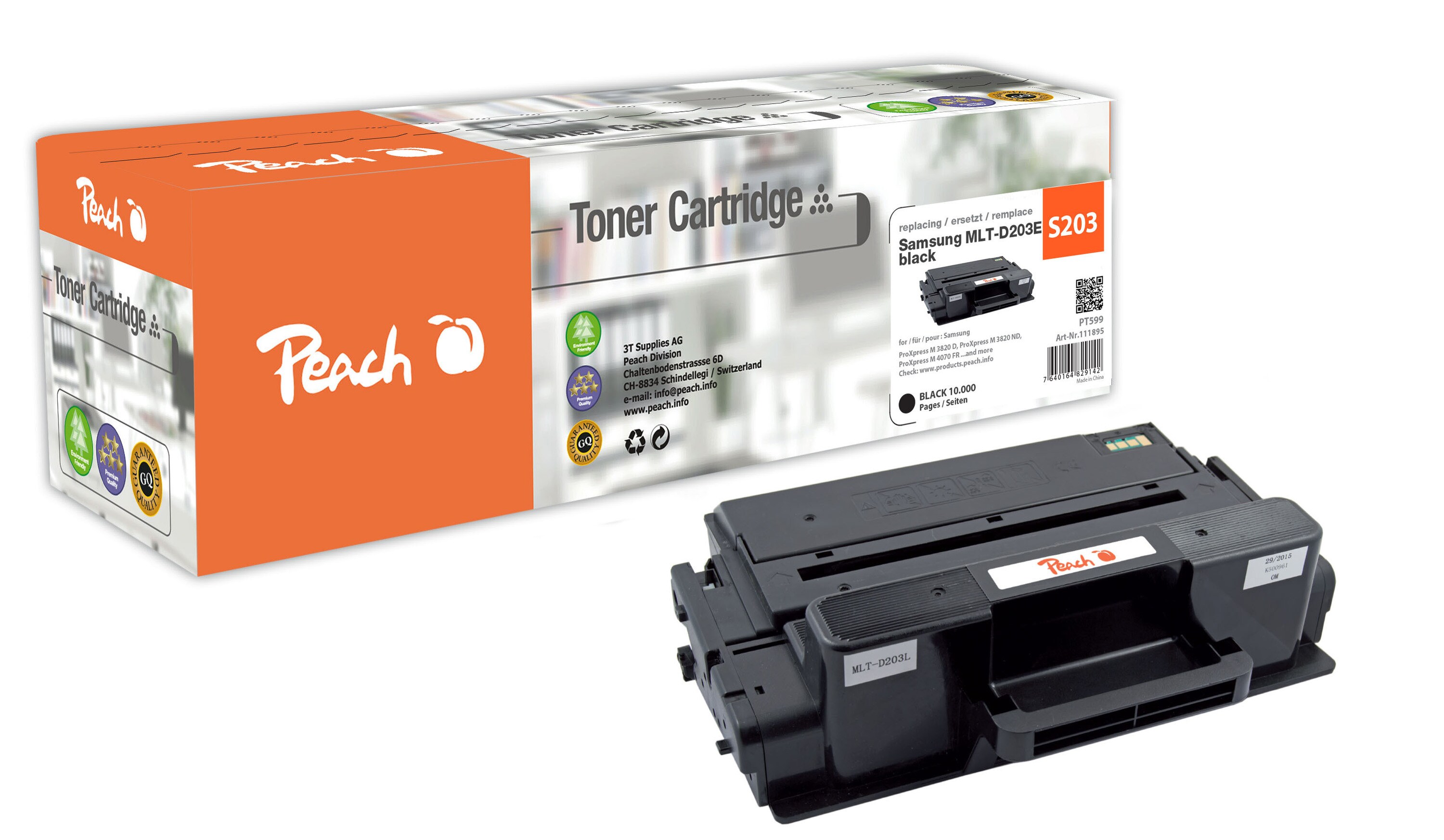 Peach S203Toner XL bk ersetzt Samsung MLT-D203E, SU885A für z.B. Samsung ProXpress M 3820 D, Samsung ProXpress M 3820 DW, Samsung SLM 3820 D (wiederaufbereitet)