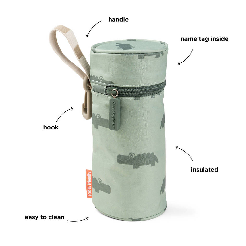 Kids insulated bottle holder Croco Green