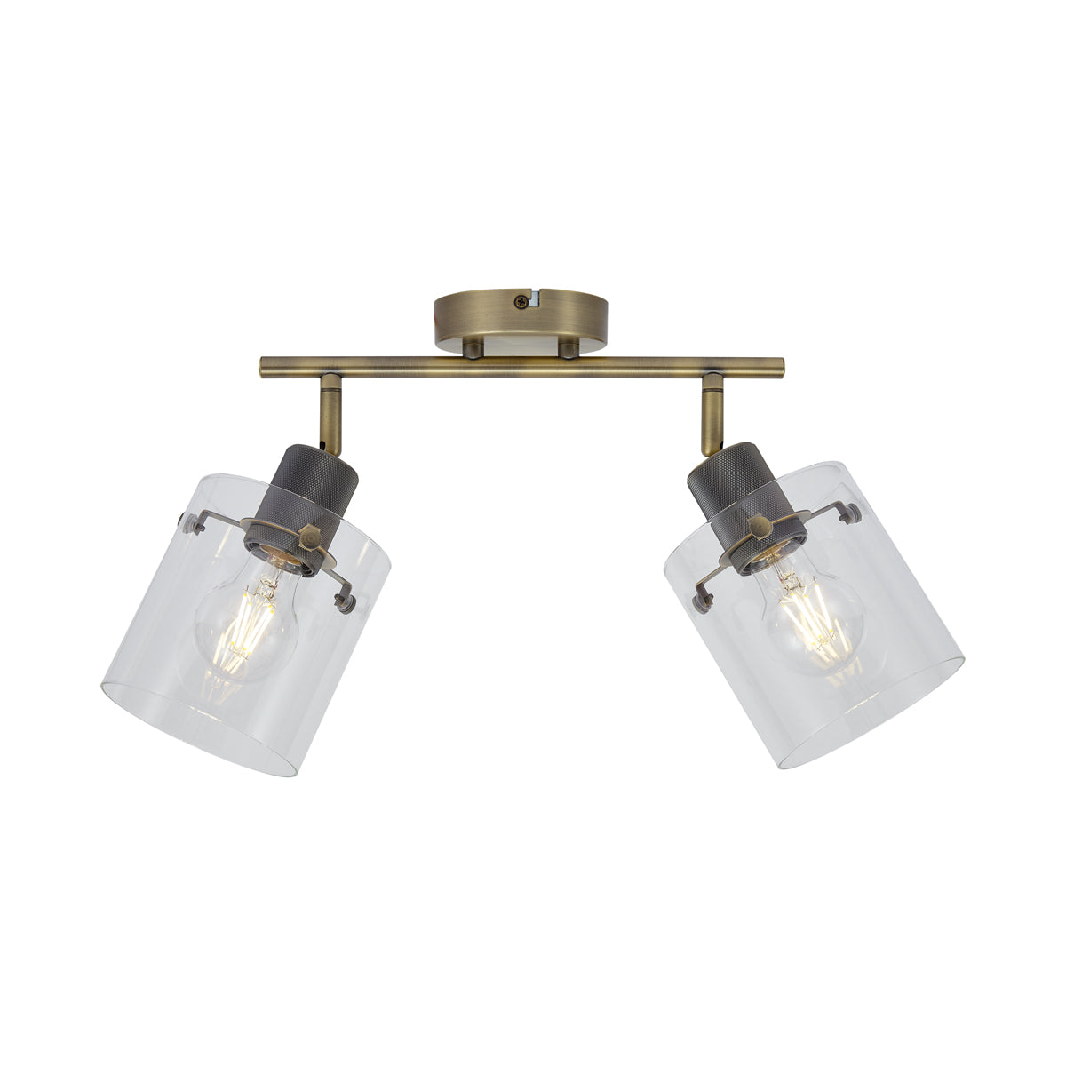 QAZQA Design plafondspot brons met helder glas 2-lichts - Domo