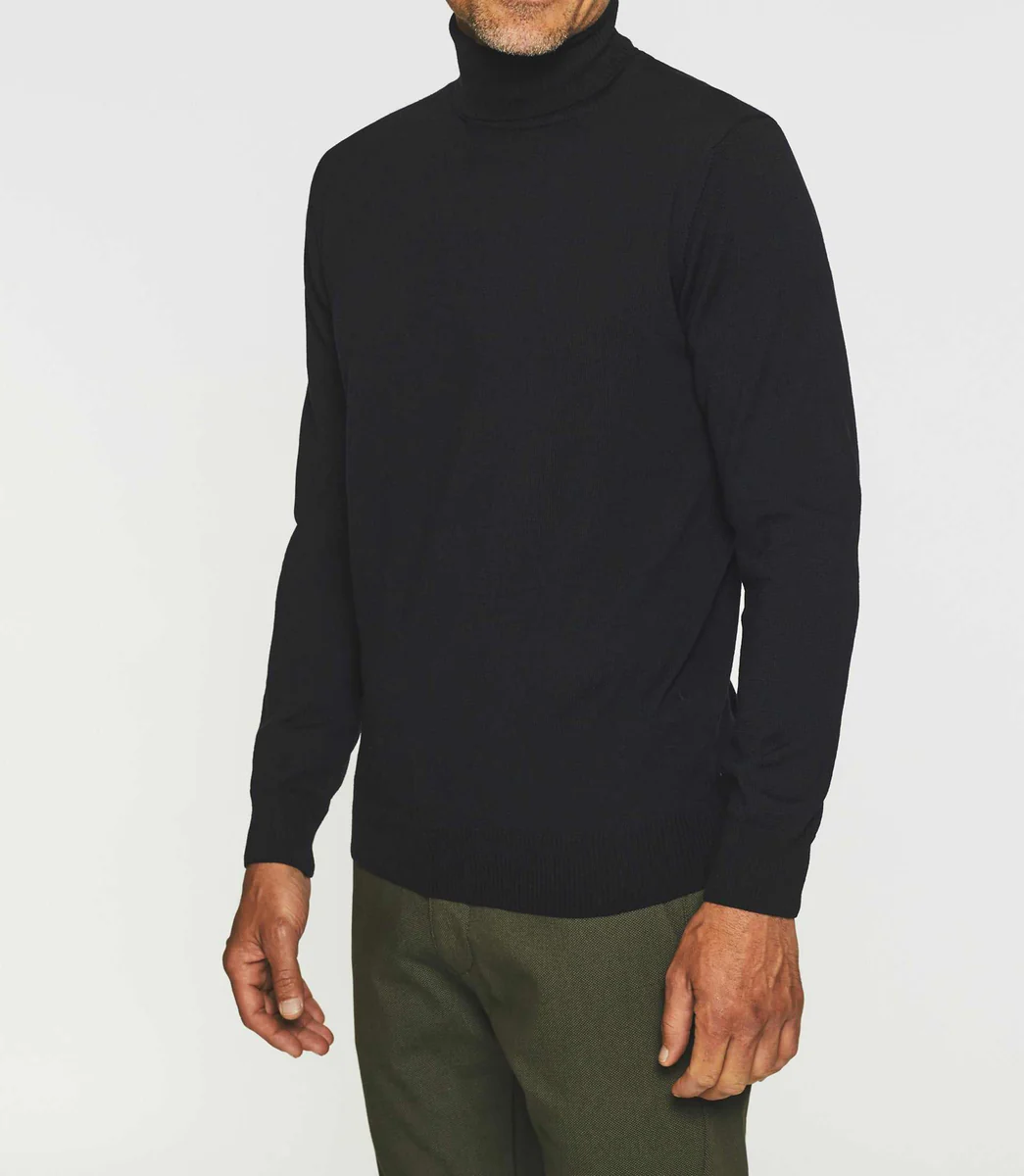Pull col roulé en laine noir BRUNO