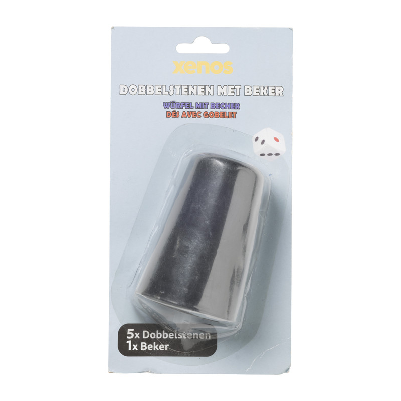 Dobbelstenen met beker - set van 6