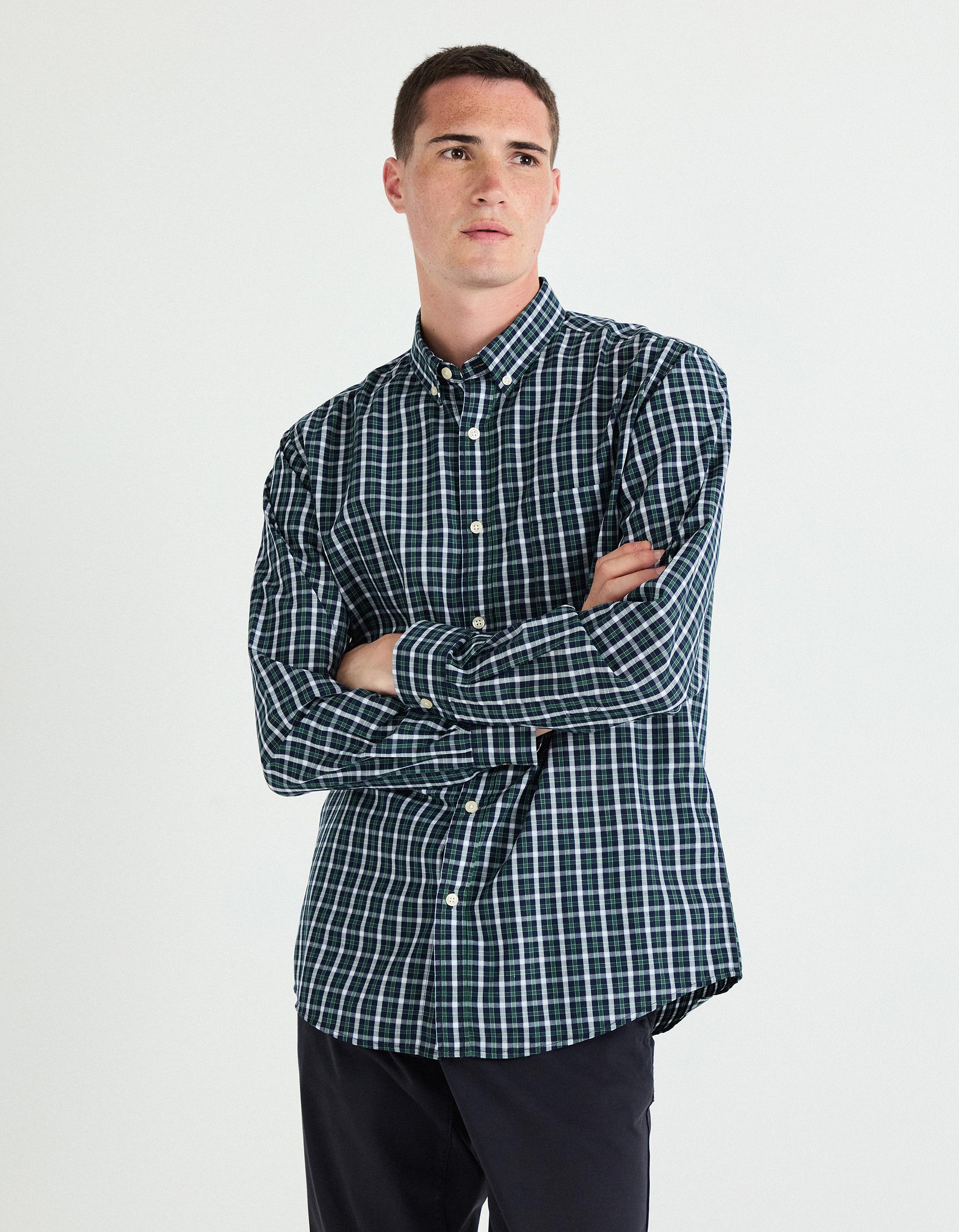 Camisa de Xadrez, Homem, Azul Escuro