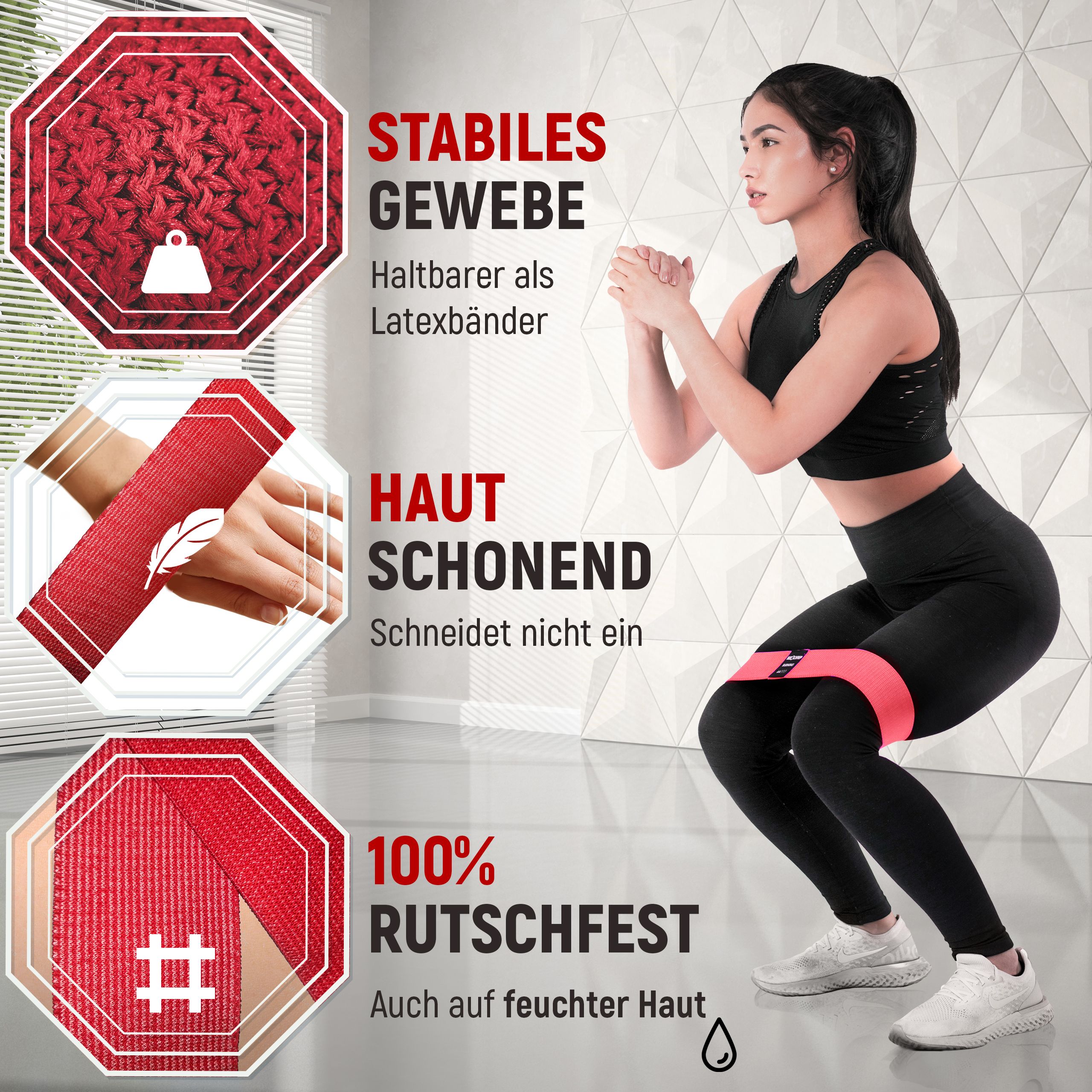 NEOLYMP kurze Fitnessbänder Stoff 5er Set