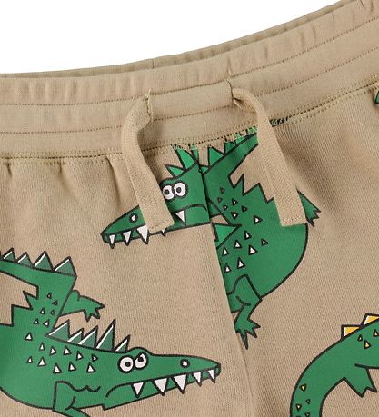 Stella McCartney Kids Sweatshorts - Beige/ Grøn m. Krokodiller