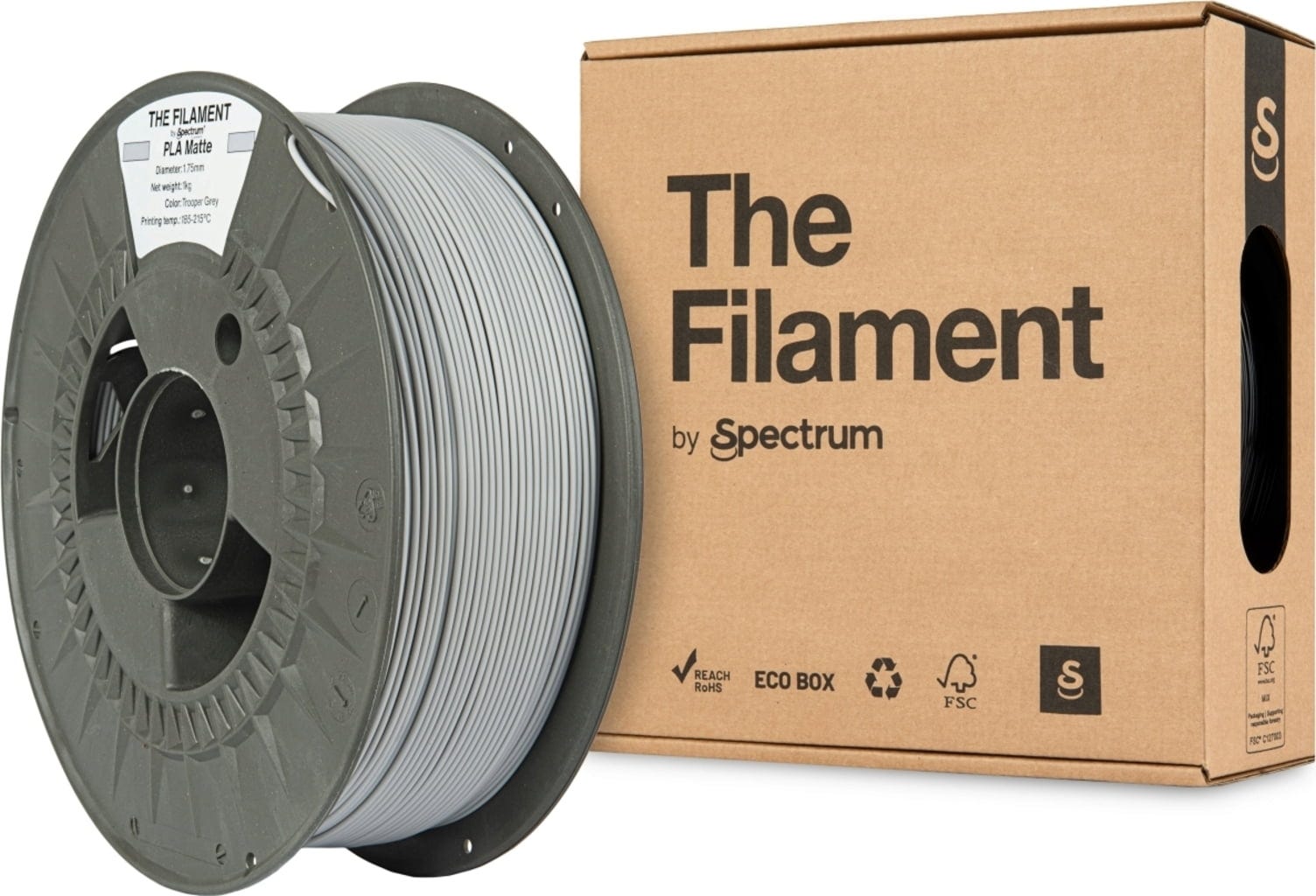 The Filament  PLA Matte Trooper Grey, 1,75 mm / 1000 g    Mattes PLA für funktionale & dekorative Anwendungen in Trooper Grey