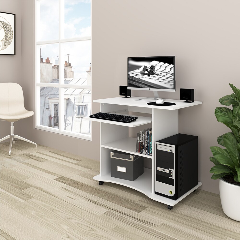 VICCO Computertisch HARM Tisch Bürotisch Laptoptisch Büro Schreibtisch rollbar Weiß