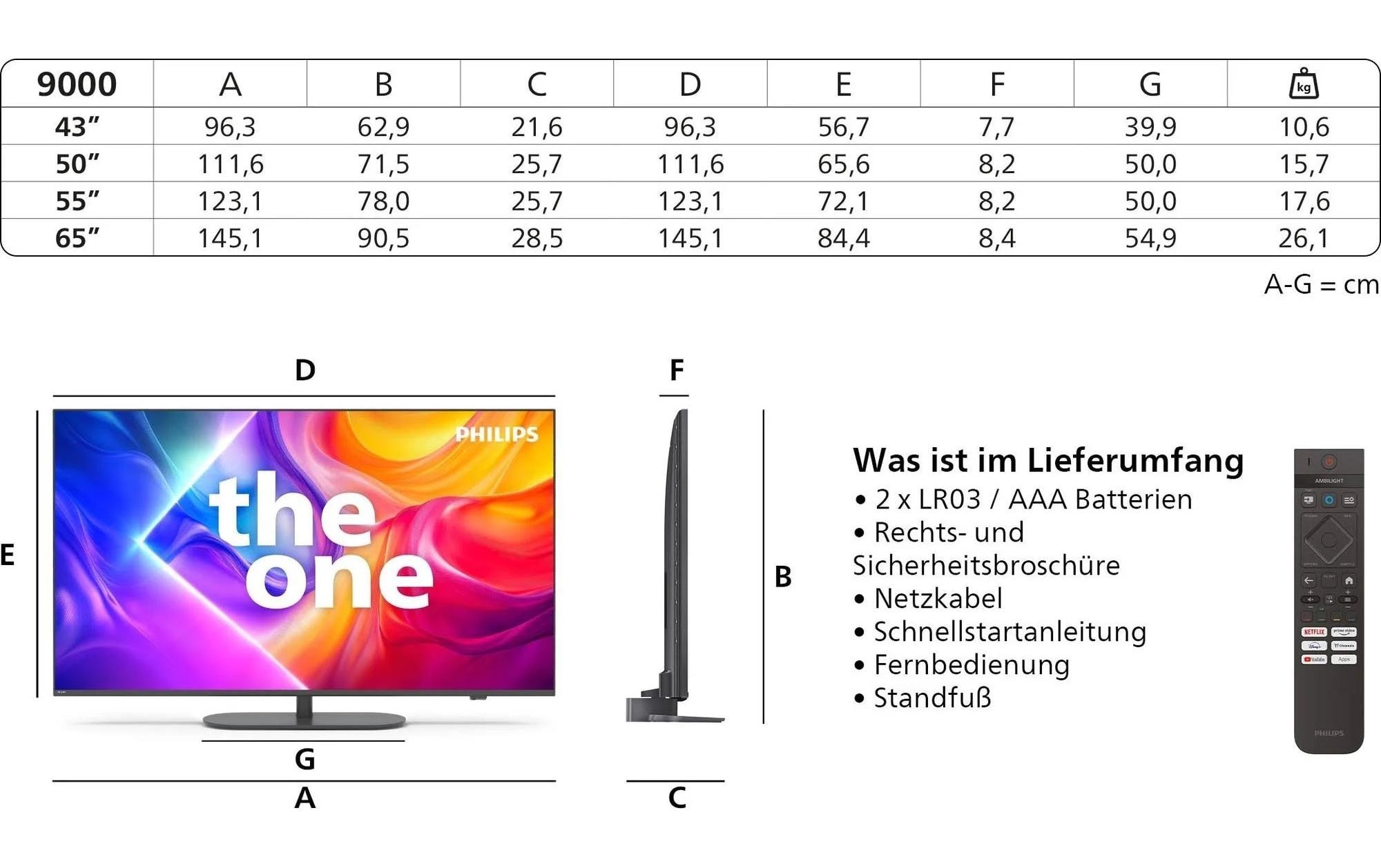 Philips QLED-Fernseher »65PUS9000/12 The One 65« 164 cm/65 ″