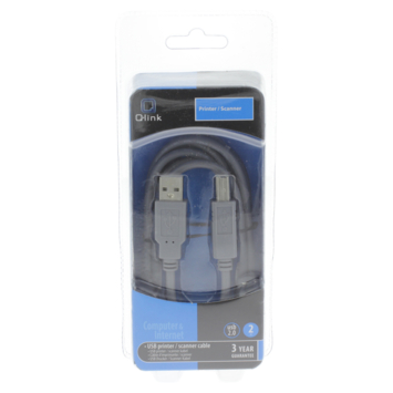 Q-Link USB kabel 2.0 printer/scanner 2 meter grijs