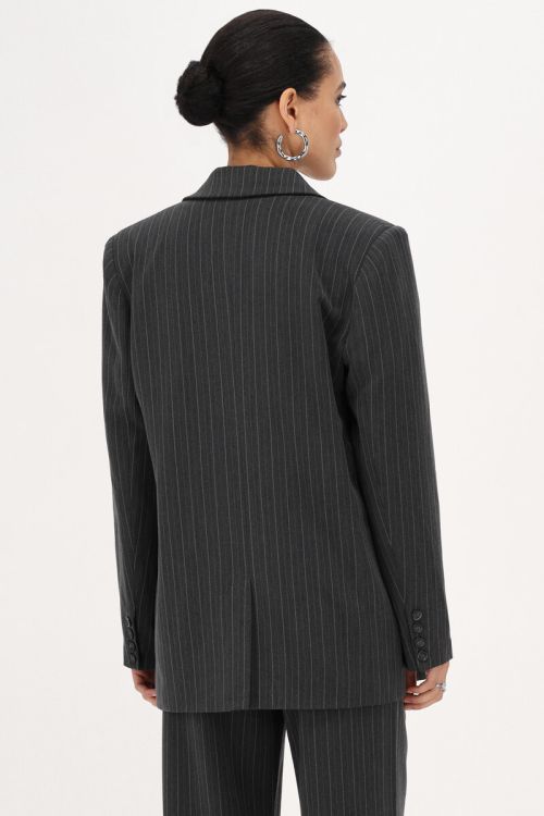 Grijze oversized blazer met krijtstrepen