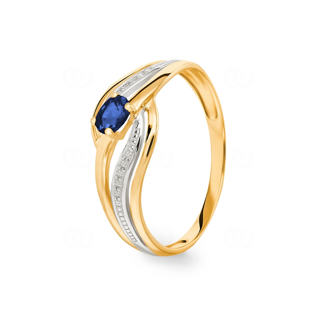 Damenring 750/18 K Gelbgold mit Saphir