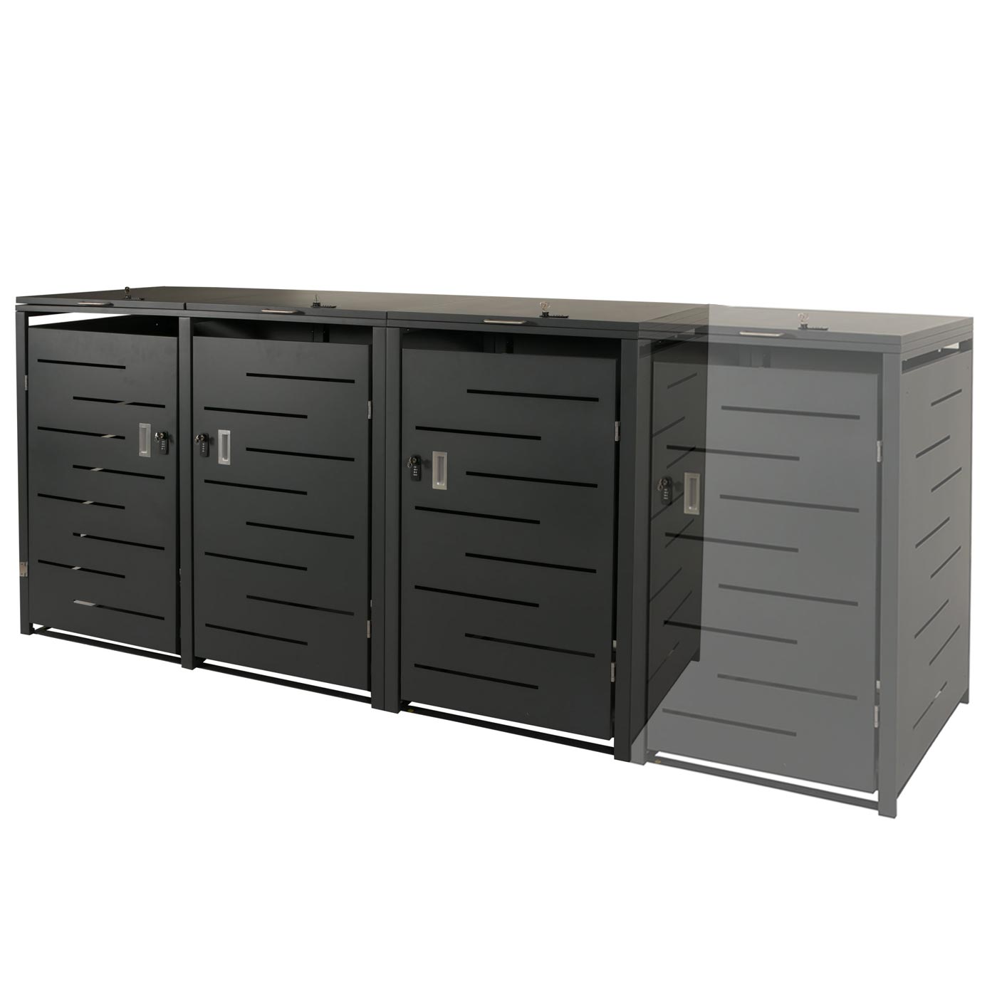 XL 3er-/6er-Mülltonnenverkleidung MCW-E83, Mülltonnenbox, erweiterbar 116x212x98cm ~ anthrazit Stahl, 100kg