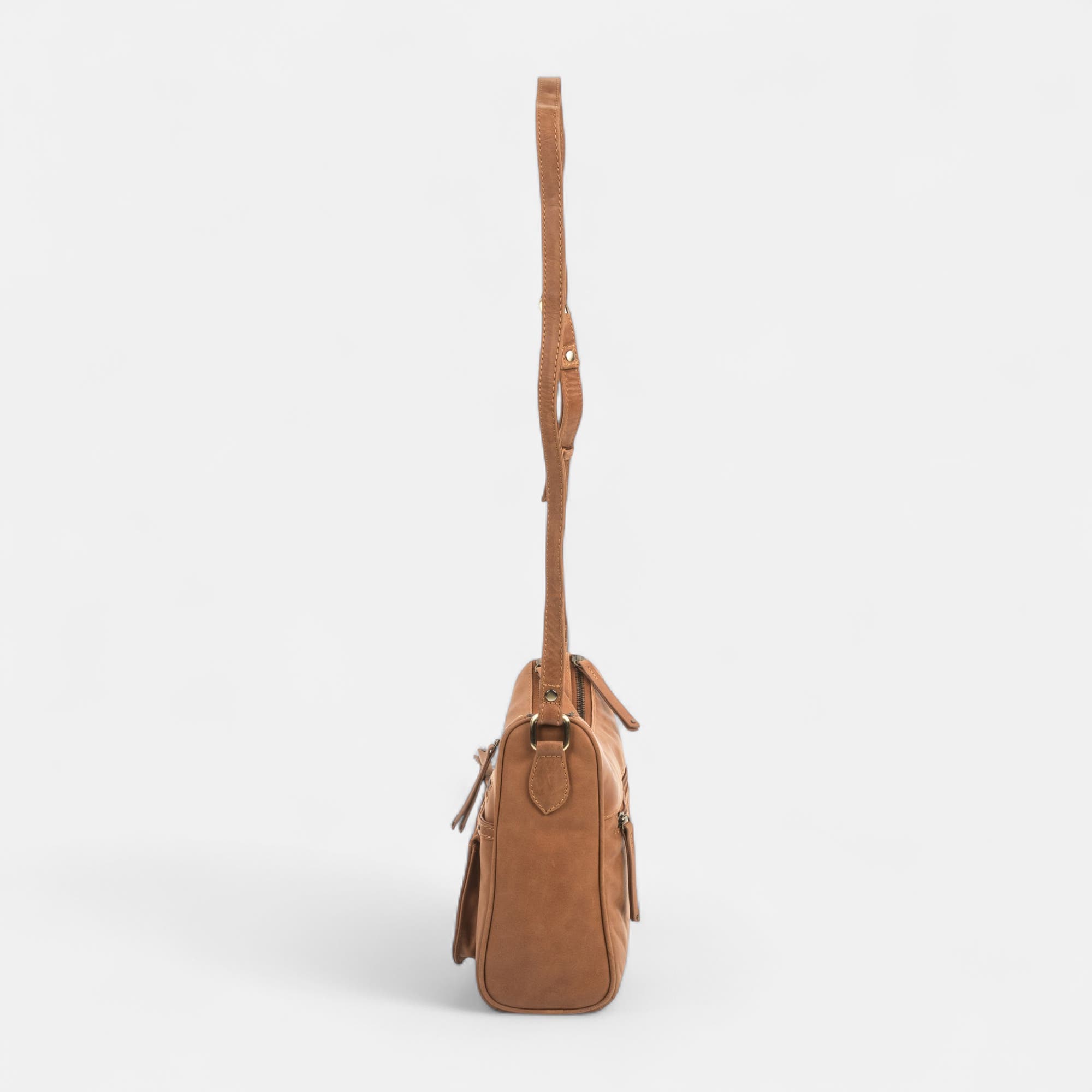 Sac bandoulière en cuir cognac