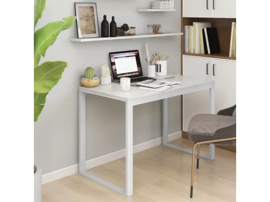 Bureau d'ordinateur Blanc 110x60x73 cm Aggloméré