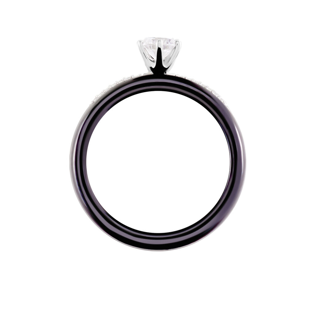 Bague Solitaire Ceramik Design Argent  Oxyde De Zirconium Et Céramique