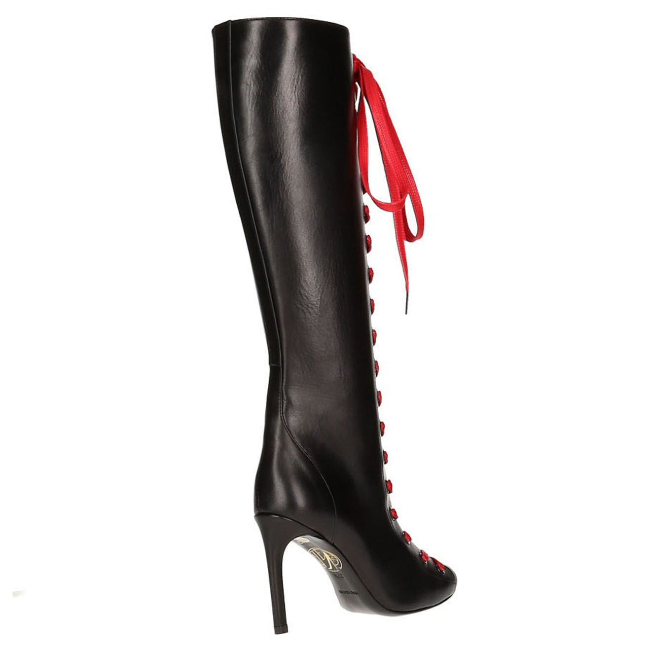 Maison Ernest Paris Cuissardes en Cuir noir/rouge - Talon 12 cm