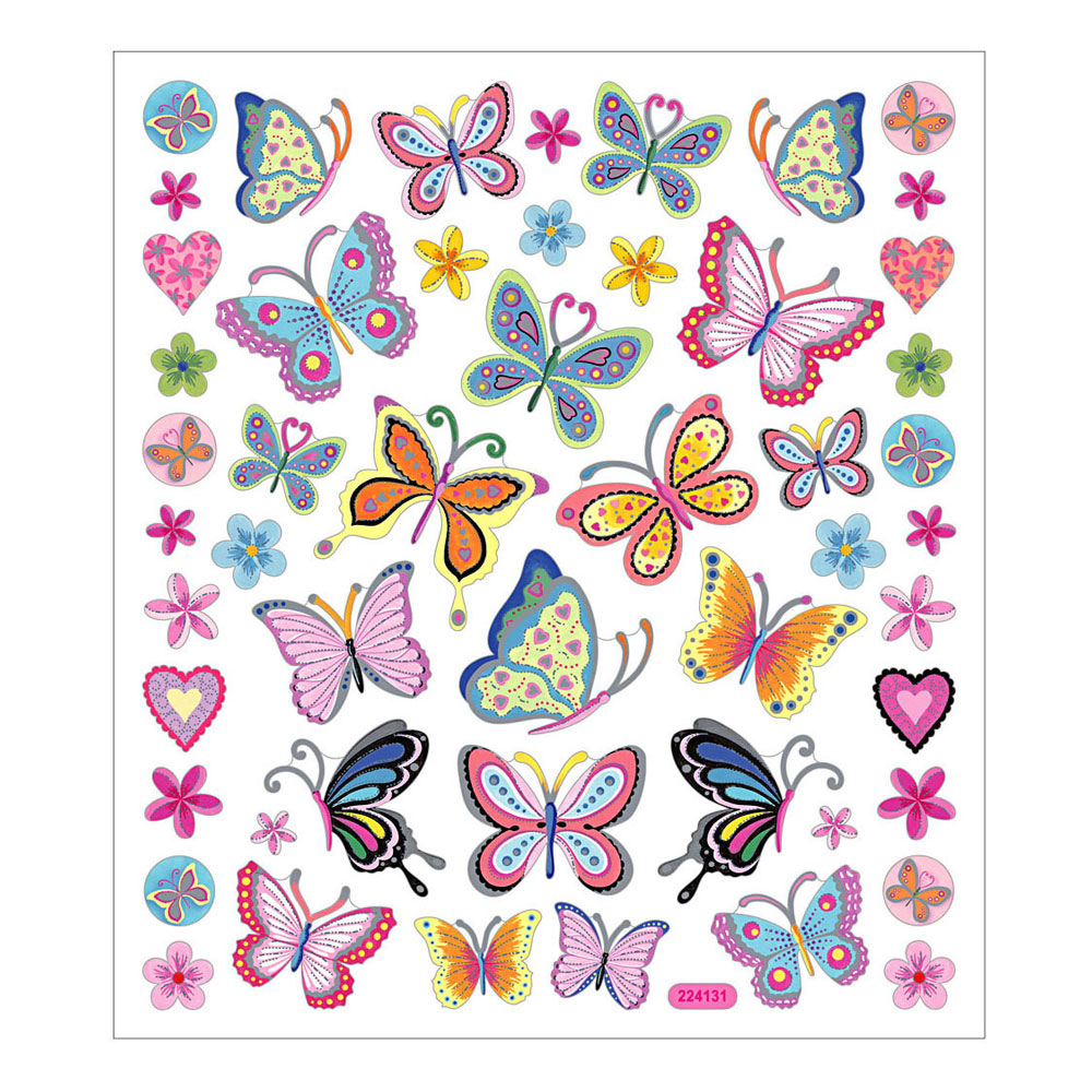 Stickers Bloemen en Vlinders, 1 Vel