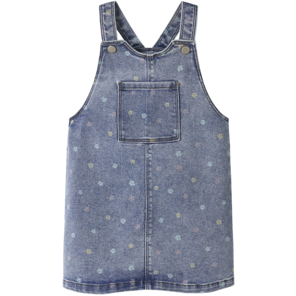 Køb Name It Medium Blue Denim Flower Nmfrosa Kort Dnm Bibskirt 3555-On Noos