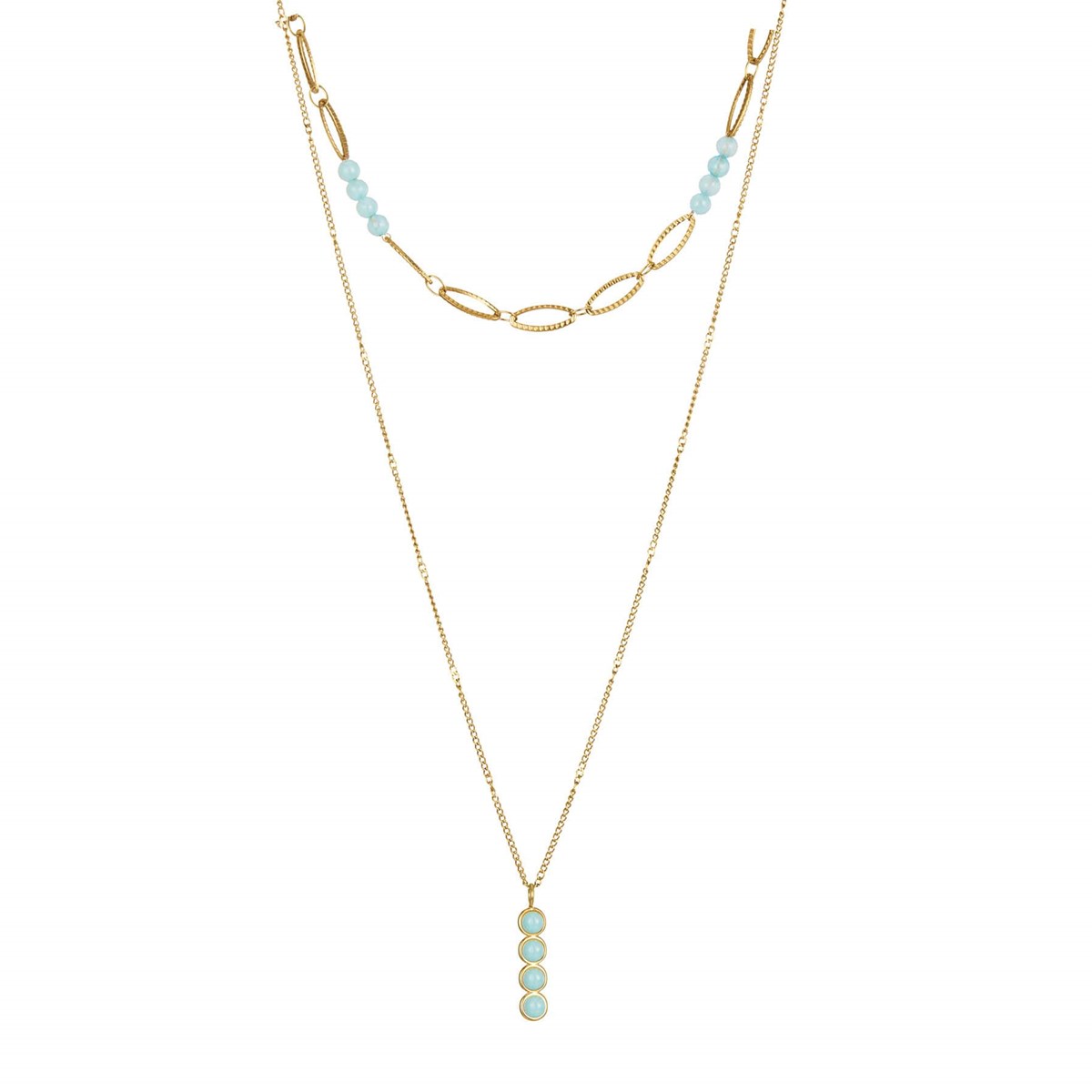 Multi rangs Amazonite doré or