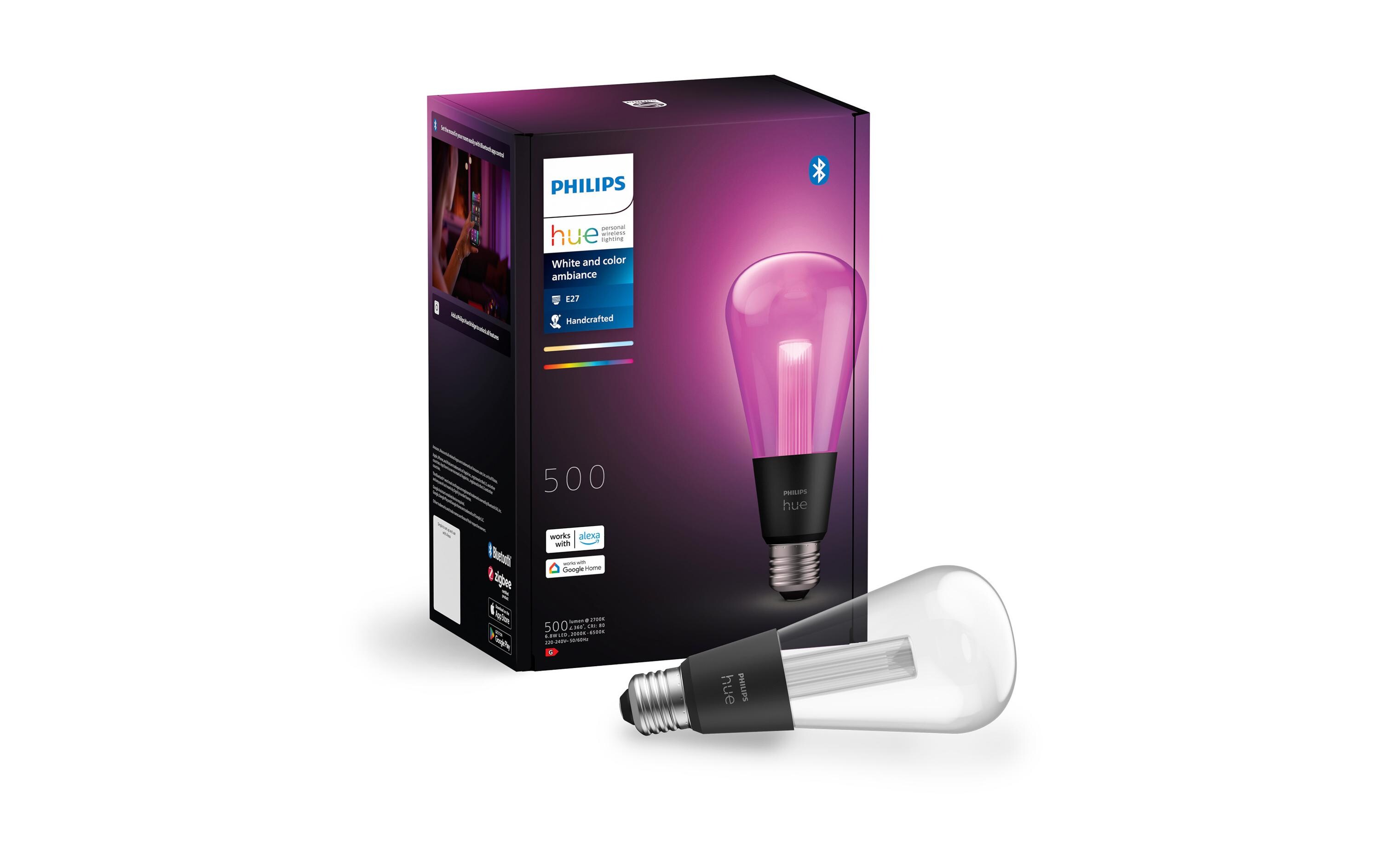 White & Color Ambiance Lightguide Giant Edison ST72 E27Smartes Hue E27-Leuchtmittel