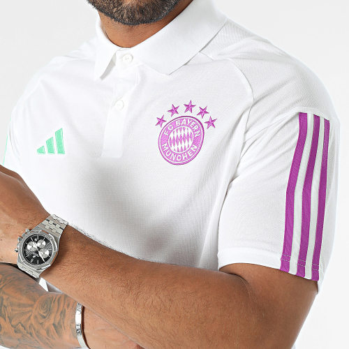 Polo Manches Courtes A Bandes FC Bayern Munich IB1565 Blanc