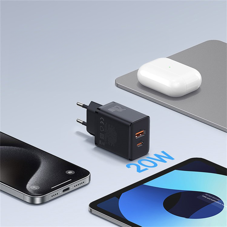 (20W) USB A / USB C Ladegerät Netzteil Power Delivery - Schwarz