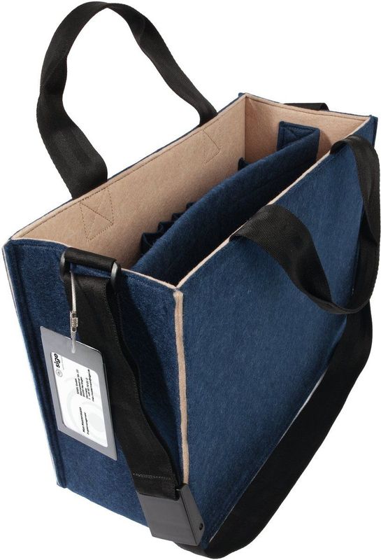 Tas - Donkerblauw en Beige - Gerecycled PET - Voor Laptop en Kantoorbenodigdheden
