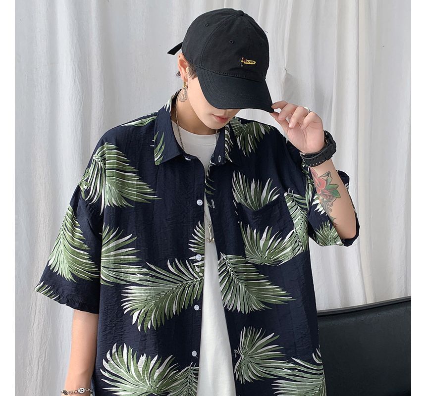 Blueforce - Hawaiiaans overhemd met kraag, elleboogmouwen en print