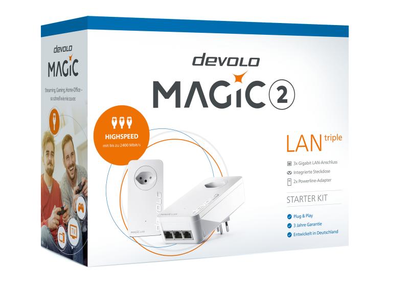devolo Powerline Magic 2 LAN triple Starter Kit Devolo Magic 2 LAN triple Starter KIT Powerline-Adapter