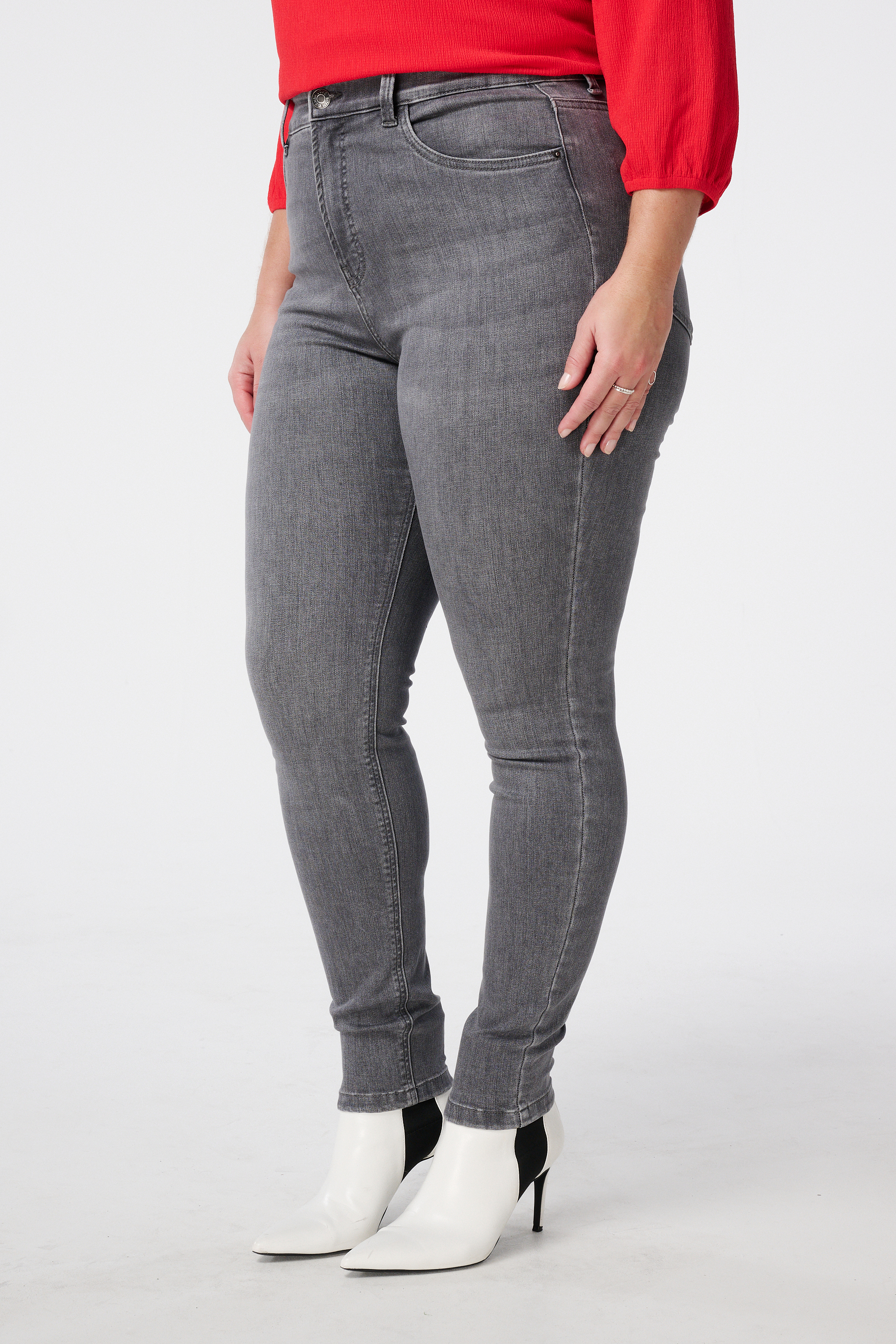 Skinny leg high waist jeans CHERRY Grijs