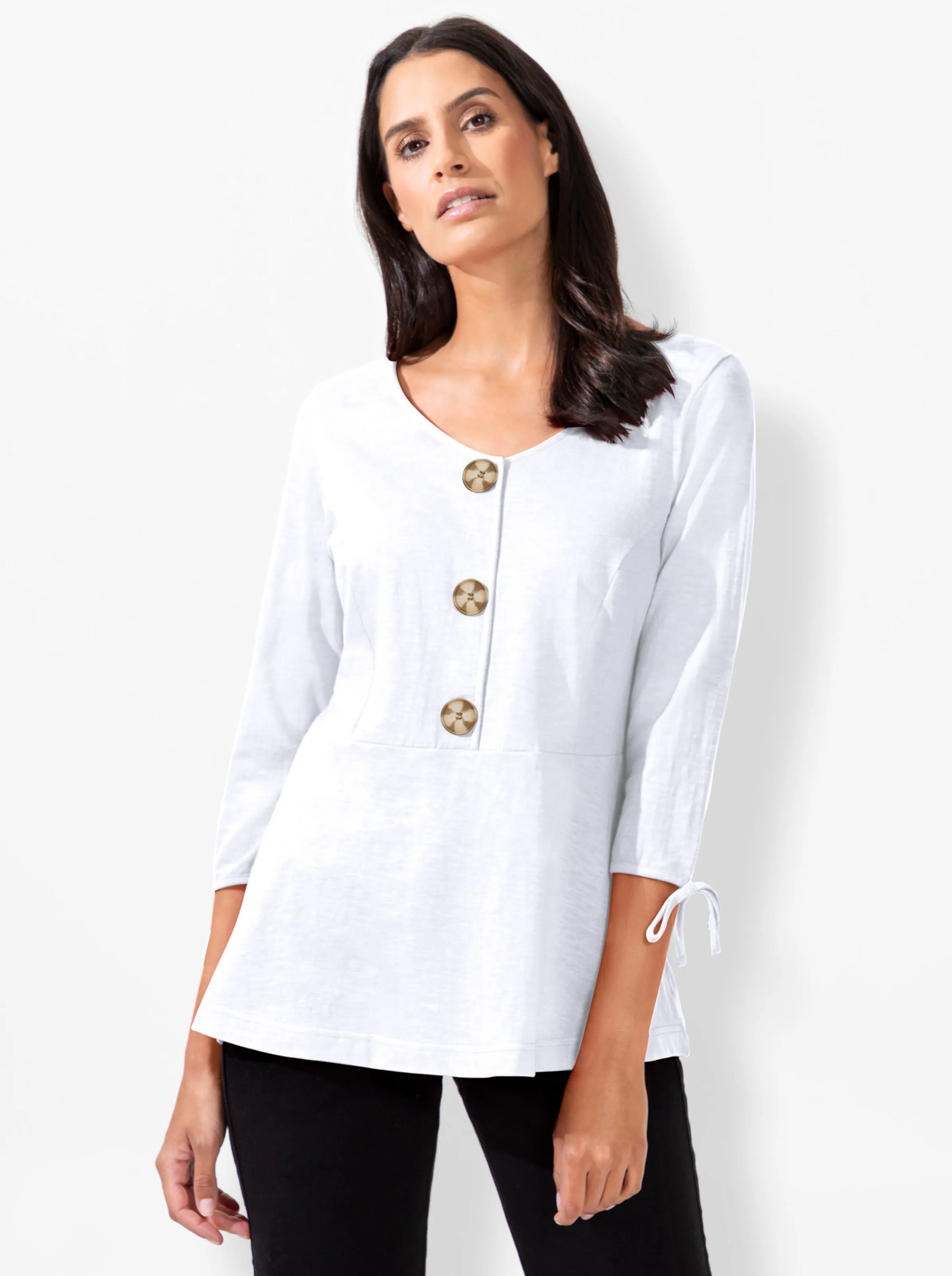 3/4-Arm-Shirt in weiß