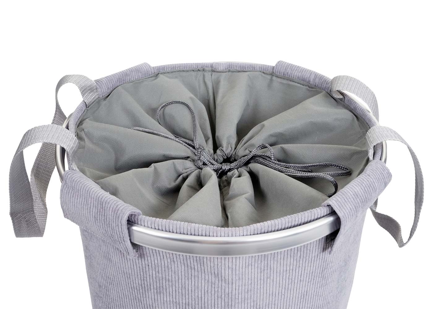 Wäschesammler MCW-C34, Laundry Wäschekorb Wäschesack Wäschebehälter mit Kordelzug, Henkel 55x39cm 65l ~ cord grau