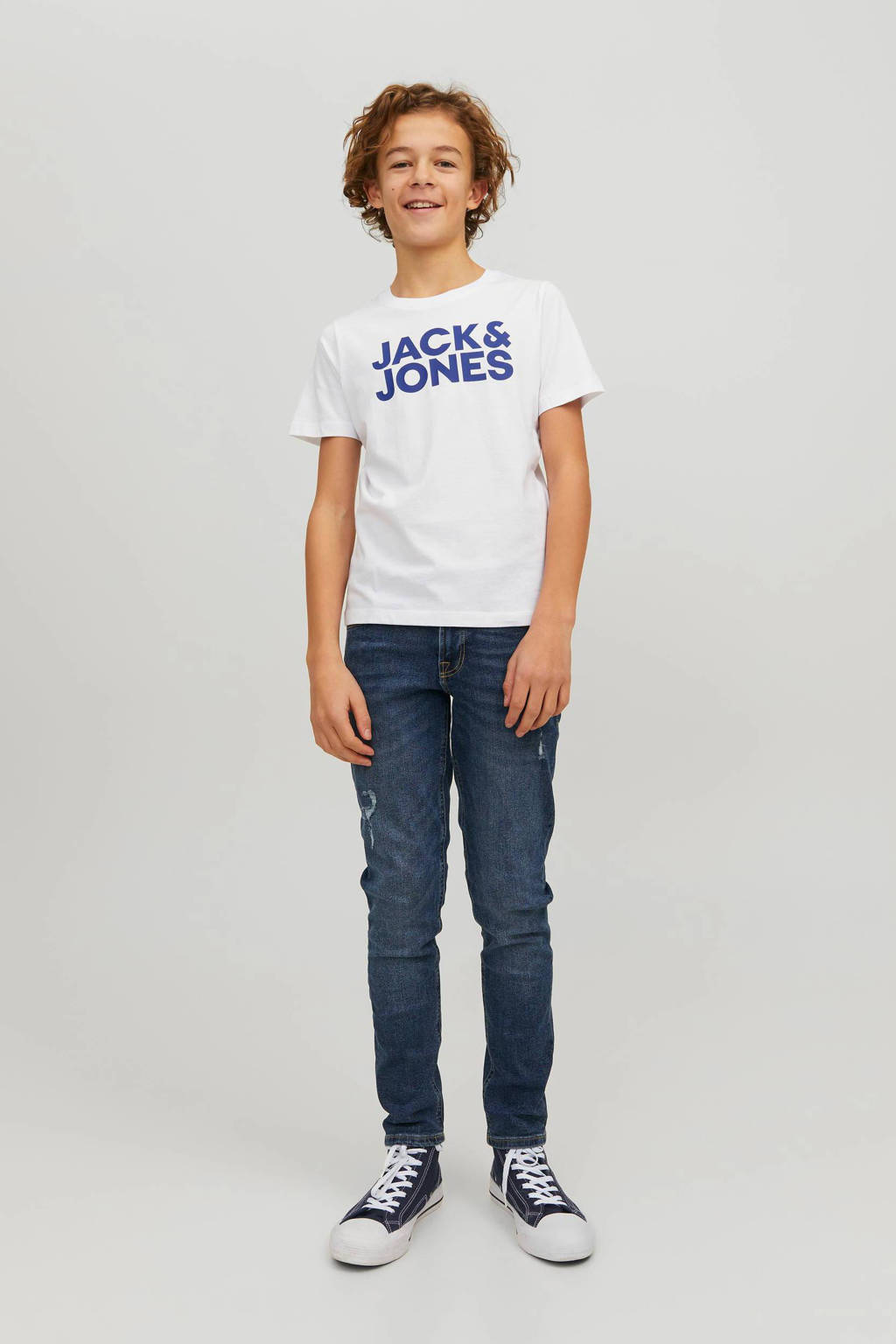 JACK & JONES t-shirt - set van 2 donkerblauw/wit