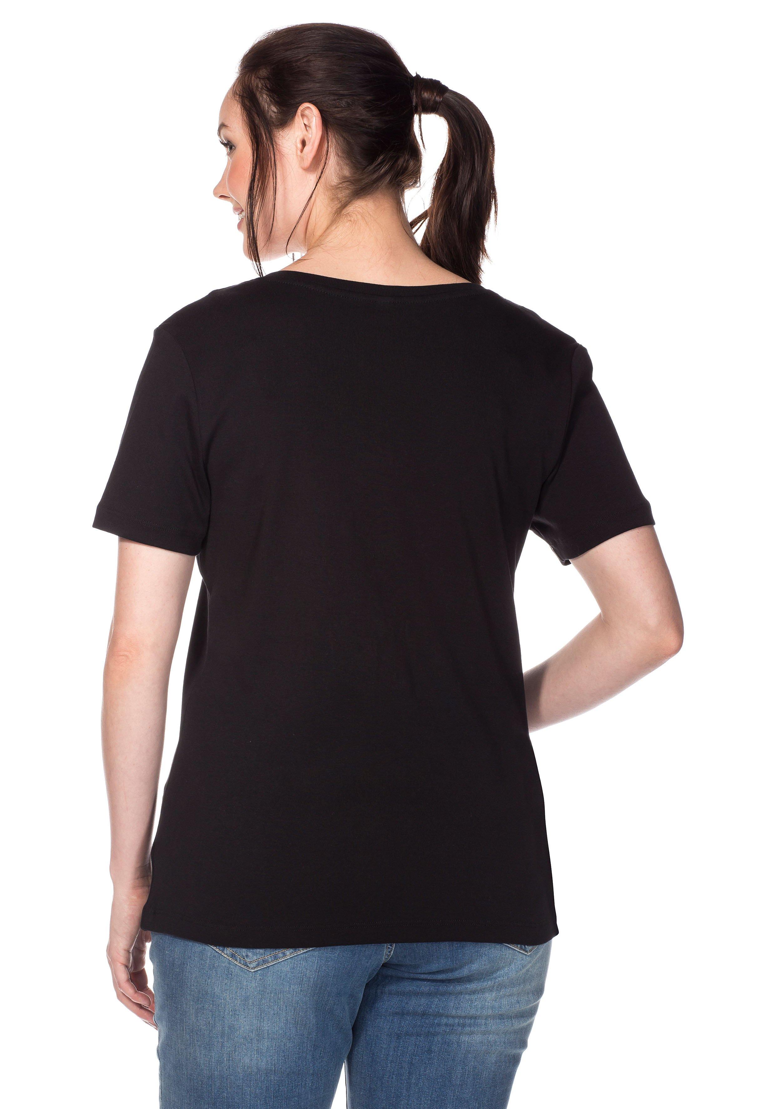 T-Shirt mit V-Ausschnitt, in Rippqualität