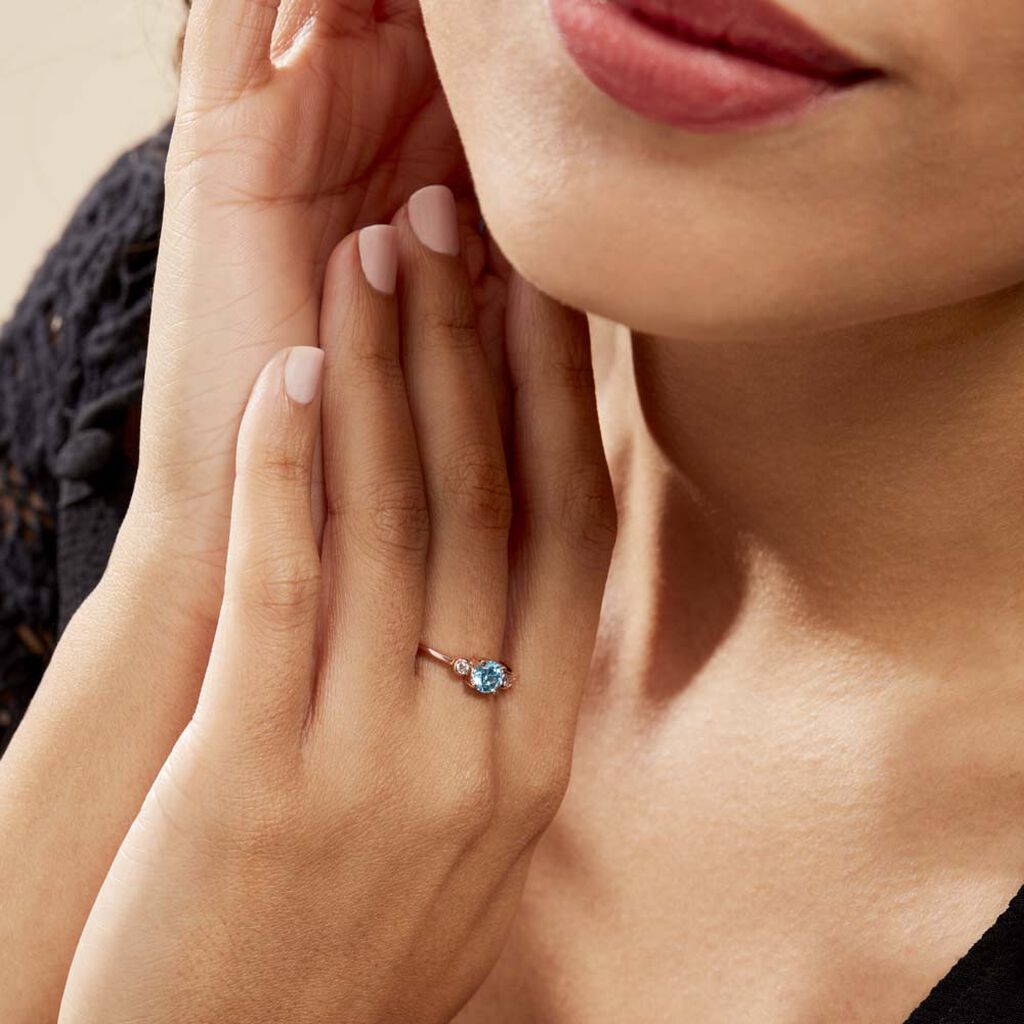 Bague Solitaire Shir Argent Rose Oxyde De Zirconium