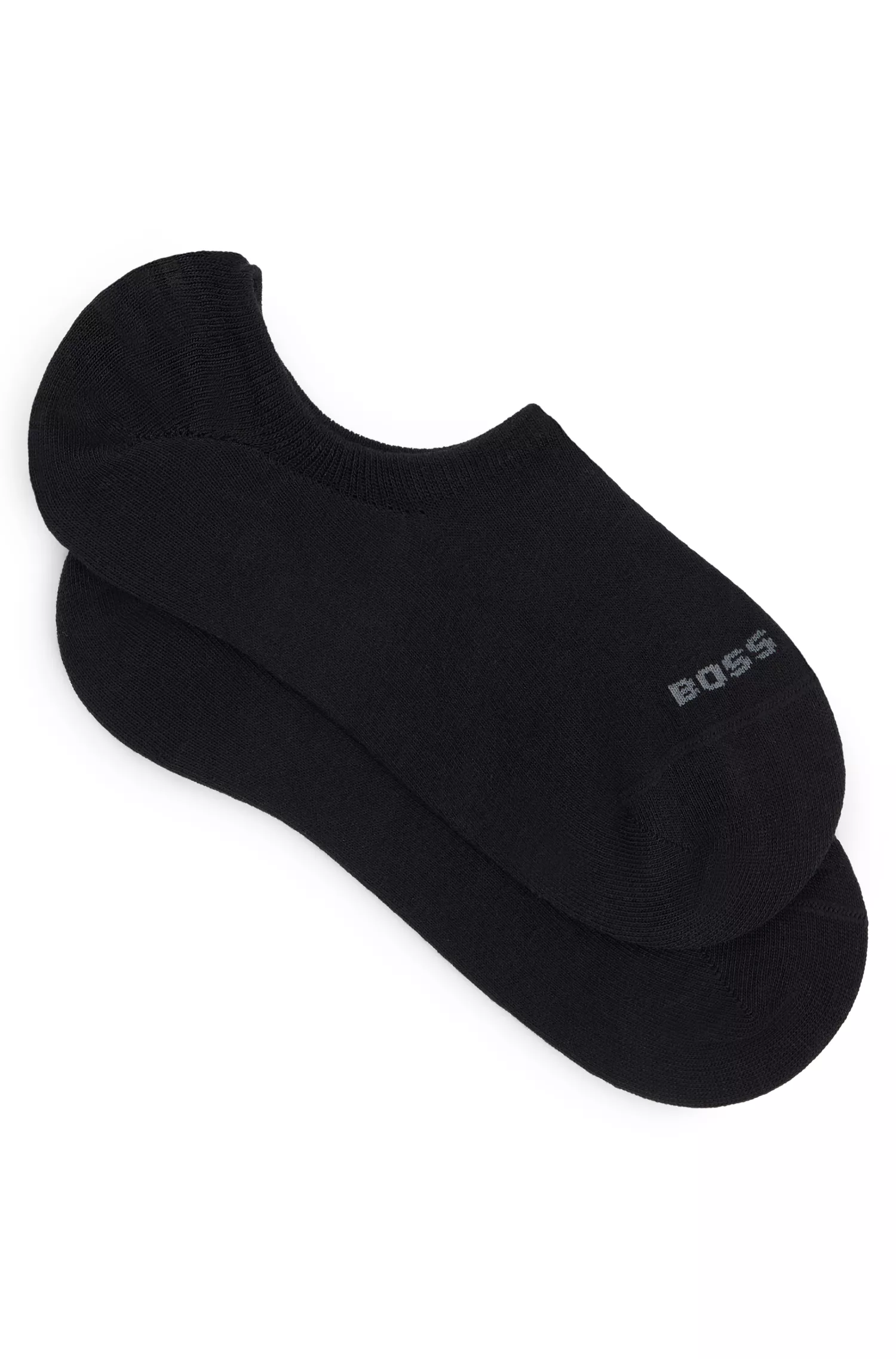 BOSS Black - Pacote com duas meias invisíveis em mistura de algodão.