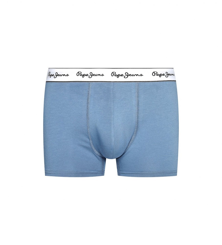 Pacote com 3 cuecas boxer Pepe Jeans, azul marinho, com logo.