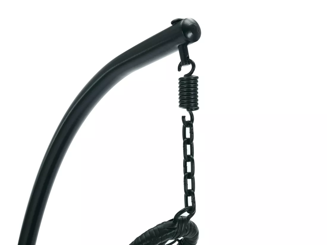 Fauteuil suspendu en résine tressée - Noir avec coussins gris - LUVA de MYLIA