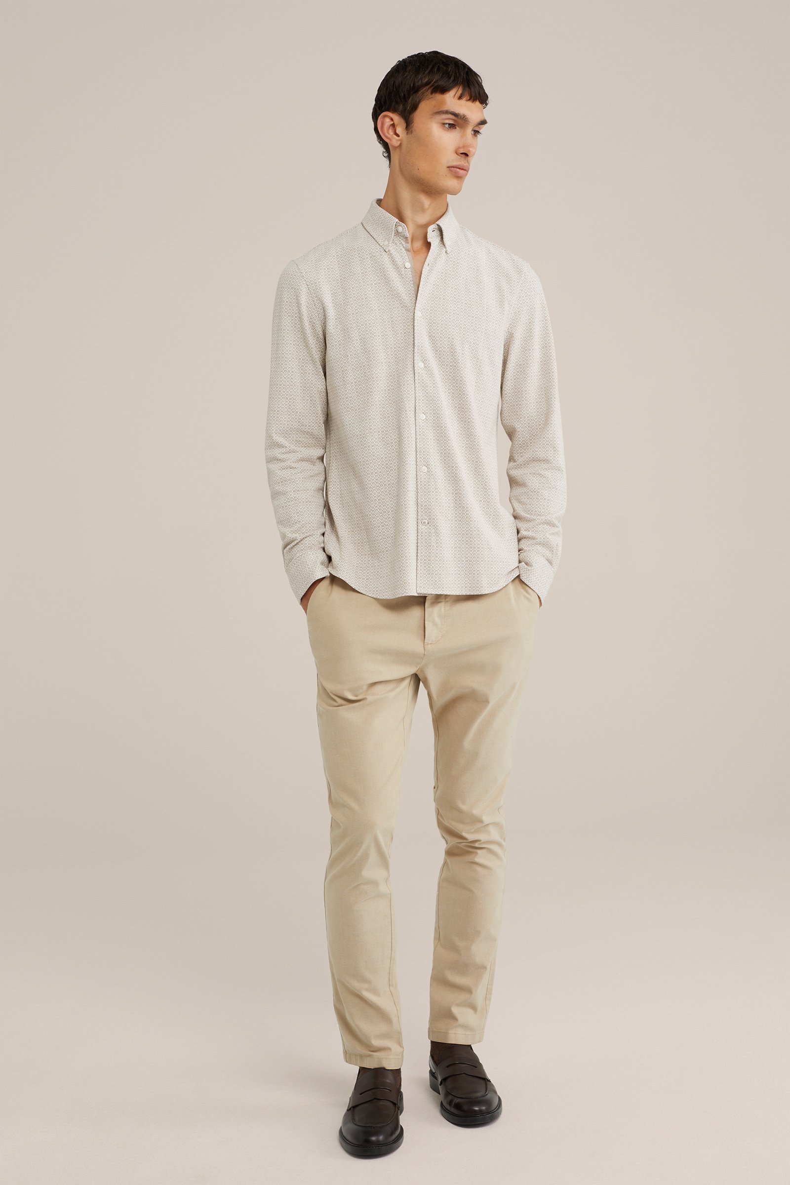 piqué-jersey overhemd met dessin WE Fashion Beige
