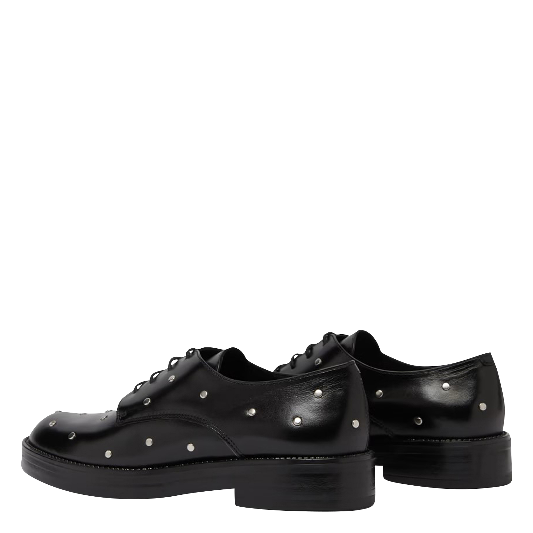 ASTOU - Derbies à détails argentés en cuir| Noir