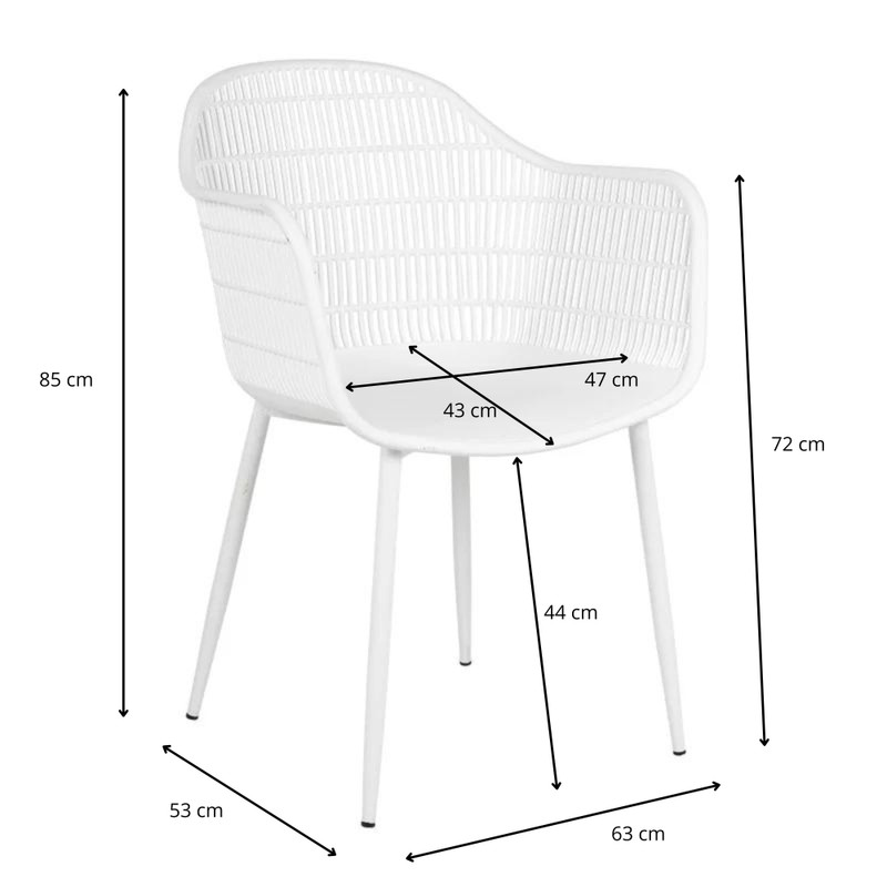 Tuinstoel Elisa - wit - 85x63x53 cm