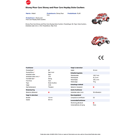 Disney Pixar Cars 3, 1 stk. legetøjsbil