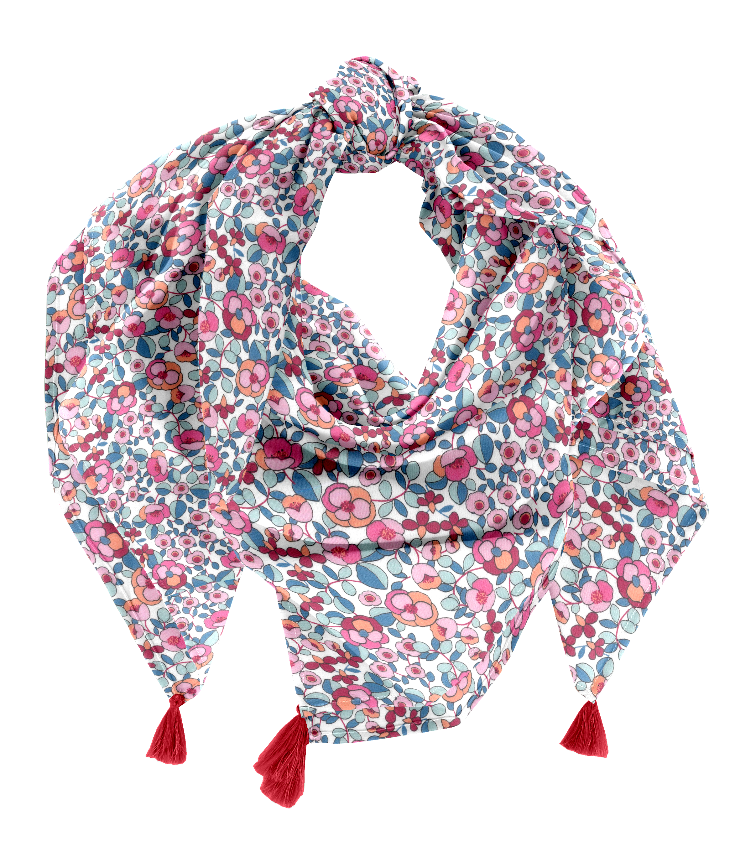 Foulard Pompon Boutons Rose